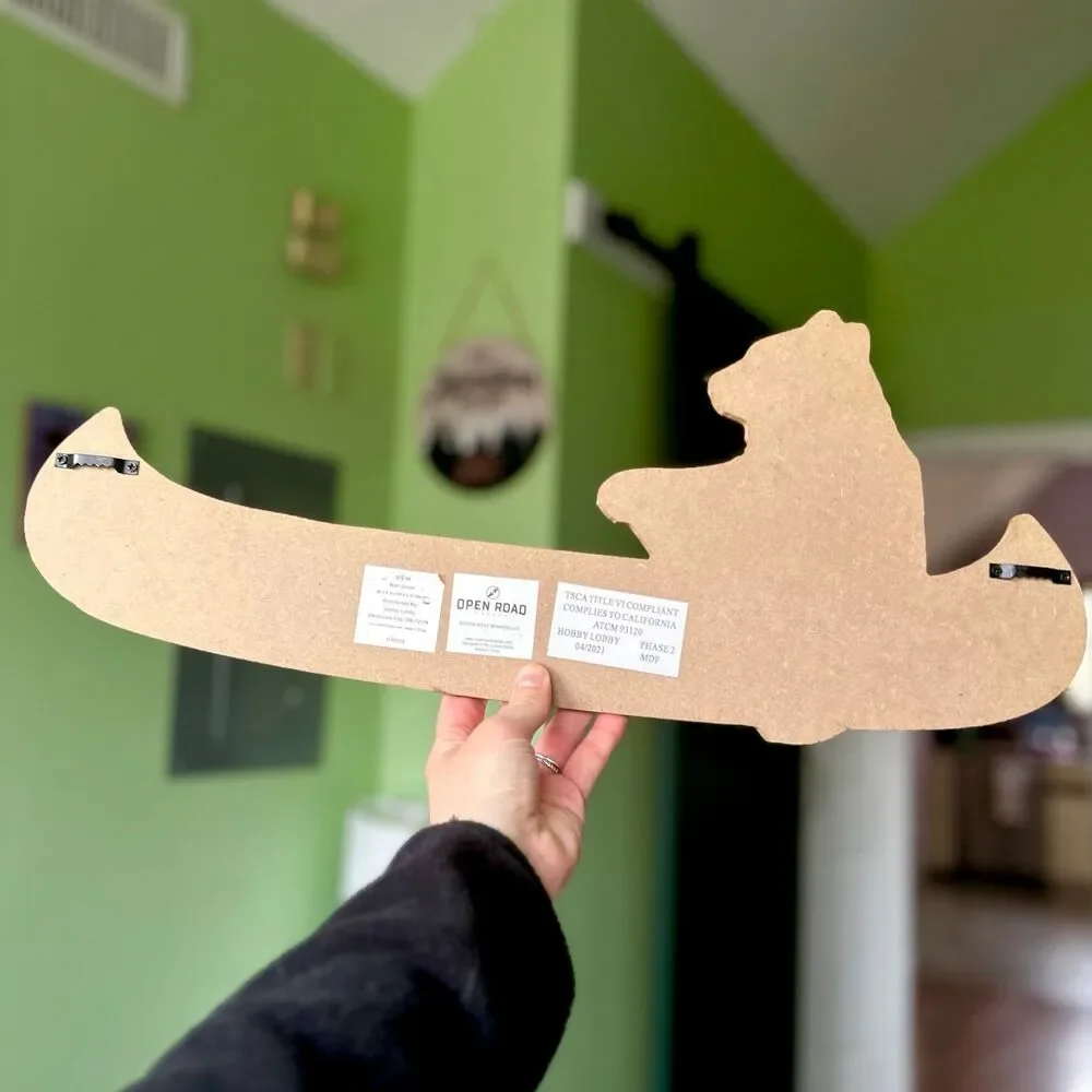 Woodland Cabin Cottage Bear Rowing Boat Wooden Wall Sign Decor by Hobby Lobby